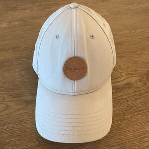 Cleveland Golf Club-100% Cotton Hat-Leather Patch & Adjustable Strap-Gray Cap